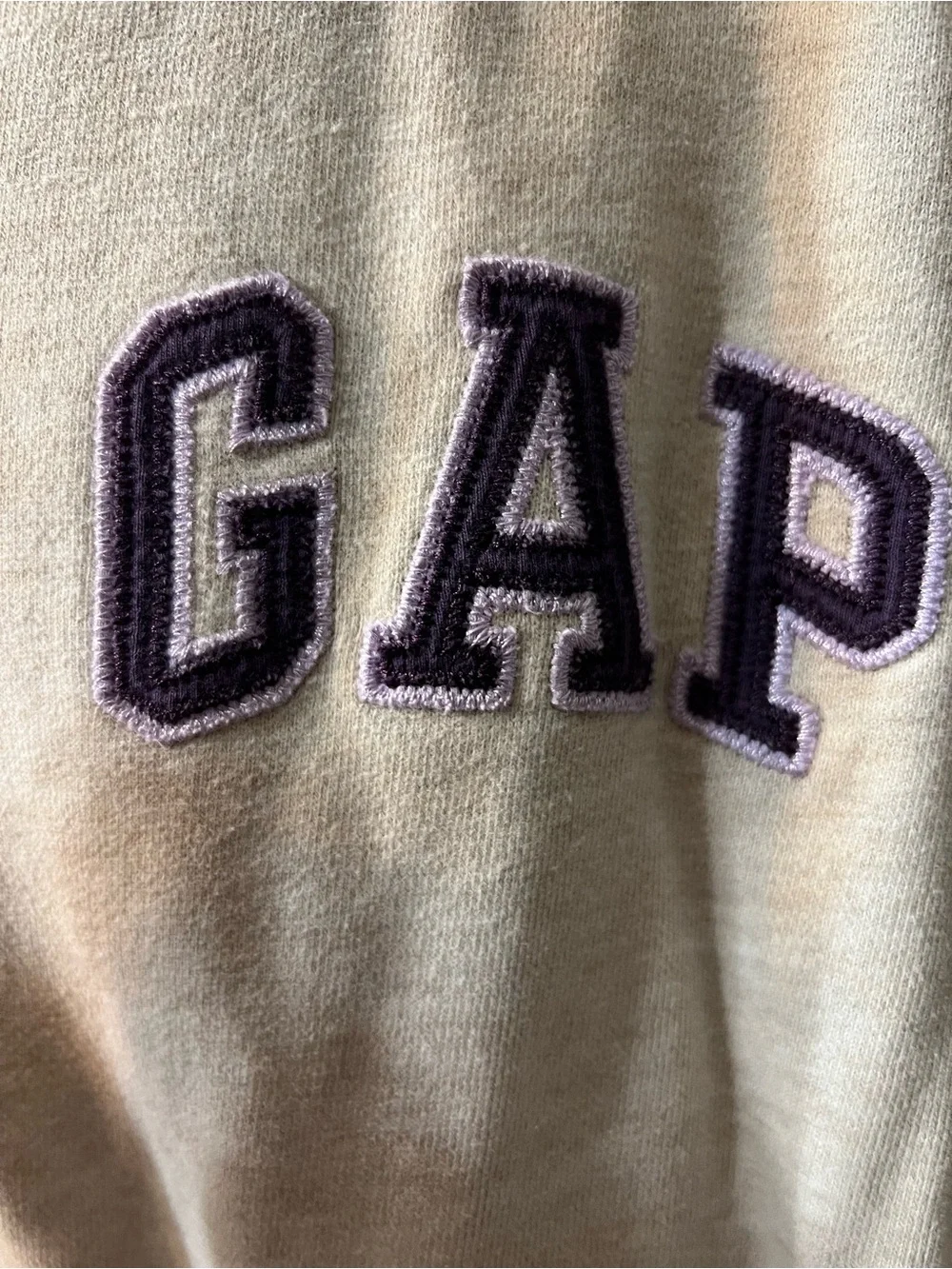 GAP Girls Large Light Beige Zip-Up Hoodie with Purple Logo
